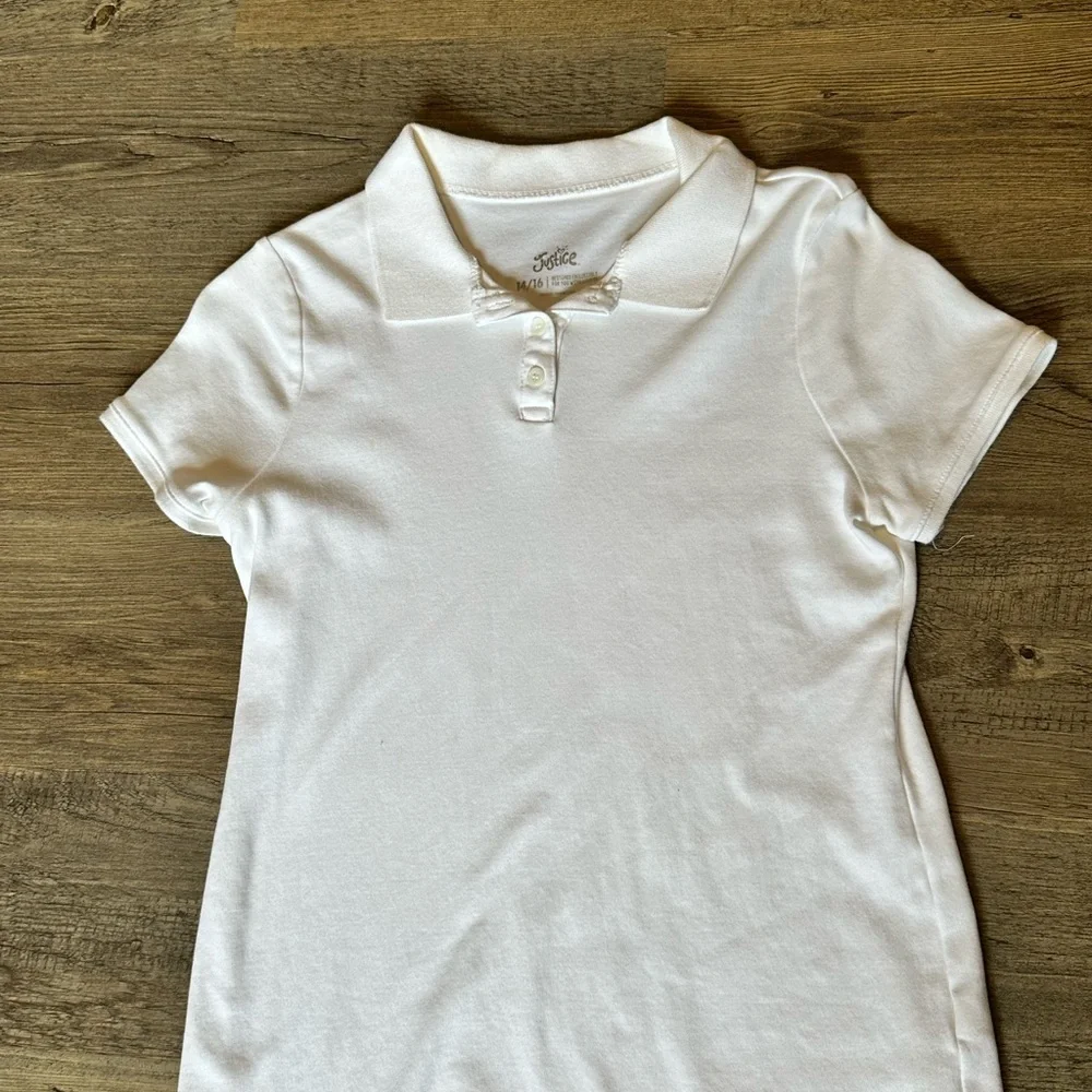 Justice White Polo Shirts Set
